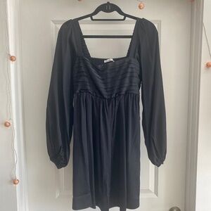 Abercrombie Emerson Balloon Sleeve Mini Dress - Black Satin
